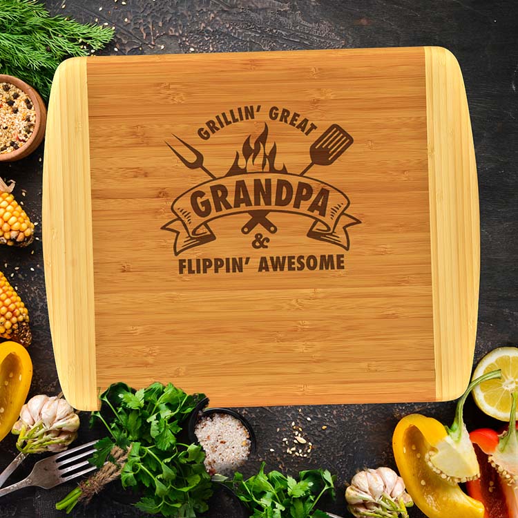 Wood Engraved Custom Cutting Board - PopPop's Kitchen - Grandfather gift- Personalized  Cutting Board