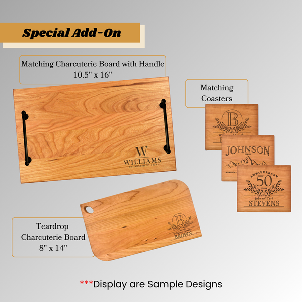 Anniversary Years Choice Custom Engrave Cherry Cutting Board – Premium Personalized Wood