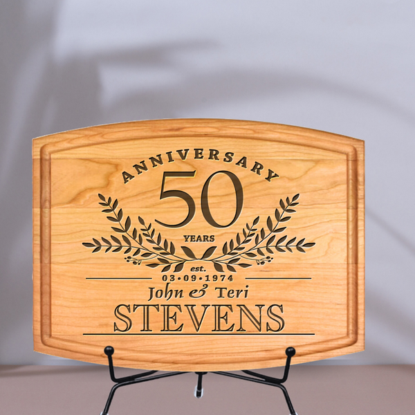 Rustic Personalized Cherry Cutting Board - Custom Anniversary Engraving