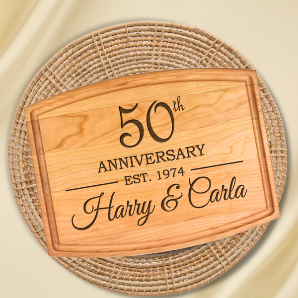 Anniversary Years Choice Custom Engrave Cherry Cutting Board – Premium Personalized Wood