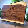 Elegant Anniversary Years Choice Personalized Live Edge Walnut Cutting Board