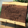 Circling Leaves Personalized Live Edge Walnut Cutting Board