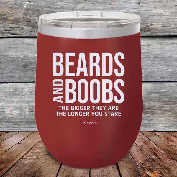 Beards And Boobs The Bigger They Are The Longer You Stare- Powder Coated Etched Tumbler