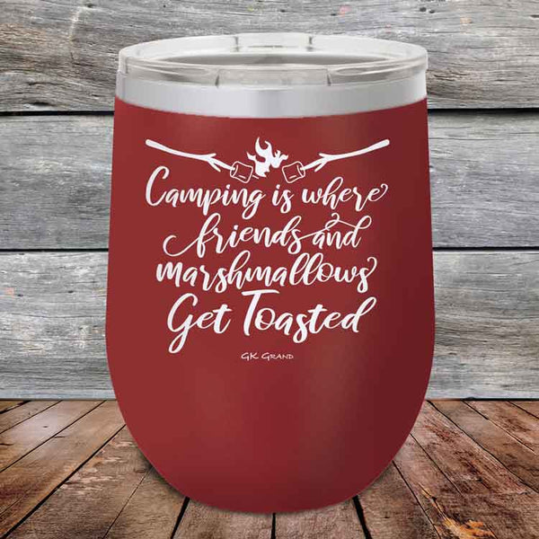 Camping where friends & marshmallows Get Toasted - Powder Coated Etched Tumbler