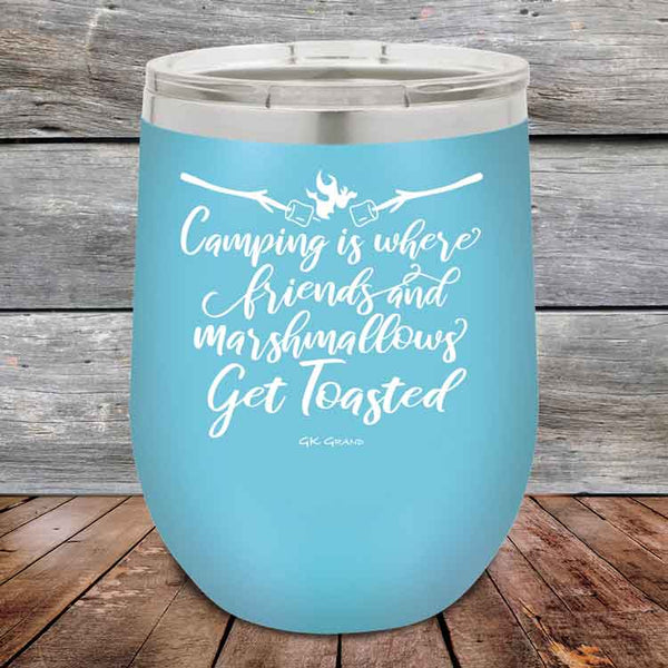 Camping where friends & marshmallows Get Toasted - Powder Coated Etched Tumbler