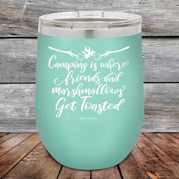 Camping where friends & marshmallows Get Toasted - Powder Coated Etched Tumbler