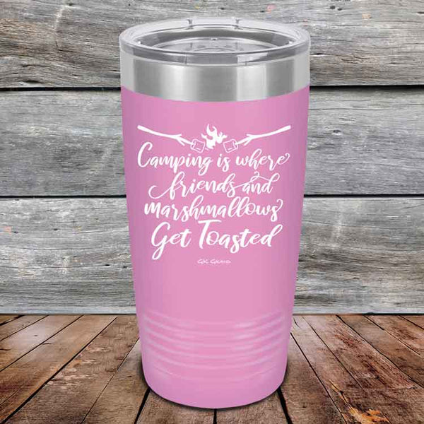 Camping where friends & marshmallows Get Toasted - Powder Coated Etched Tumbler