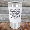 Camping where friends & marshmallows Get Toasted - Premium Silicone Wrapped Engraved Tumbler