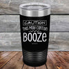 CAUTION This May Contain Booze - Powder Coated Etched Tumbler