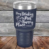 Day Drinking at the Pool is My Happy Place - Powder Coated Etched Tumbler