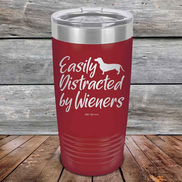 Easily Distracted by Wieners - 20 oz & 30 oz Powder Coated Etched Tumbler