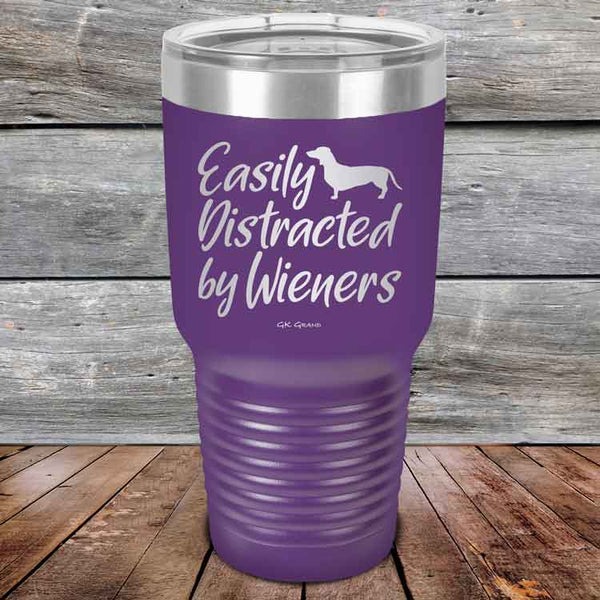 Easily Distracted by Wieners - 20 oz & 30 oz Powder Coated Etched Tumbler