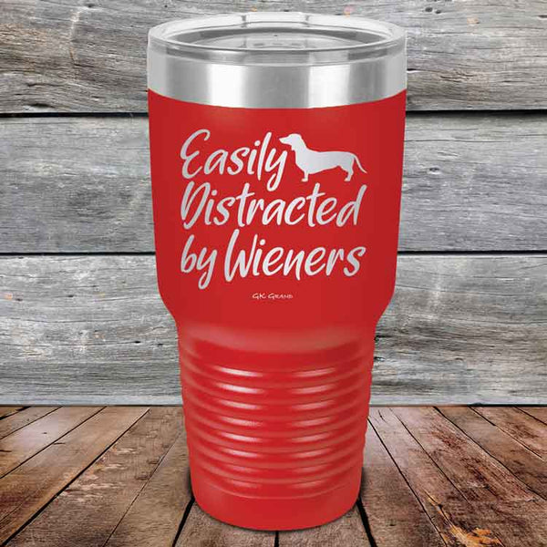 Easily Distracted by Wieners - 20 oz & 30 oz Powder Coated Etched Tumbler