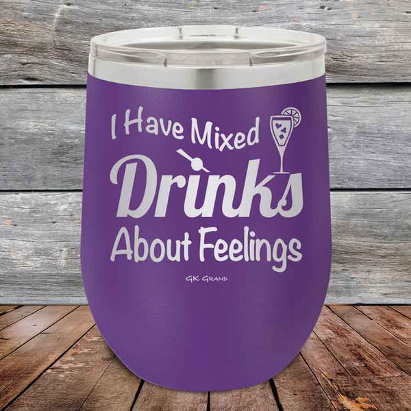 I Have Mixed Drinks About Feelings - Powder Coated Etched Tumbler