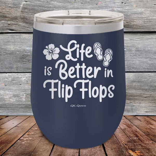 Life is Better in Flip Flops - Powder Coated Etched Tumbler