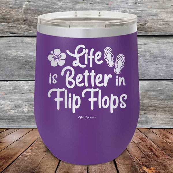 Life is Better in Flip Flops - Powder Coated Etched Tumbler