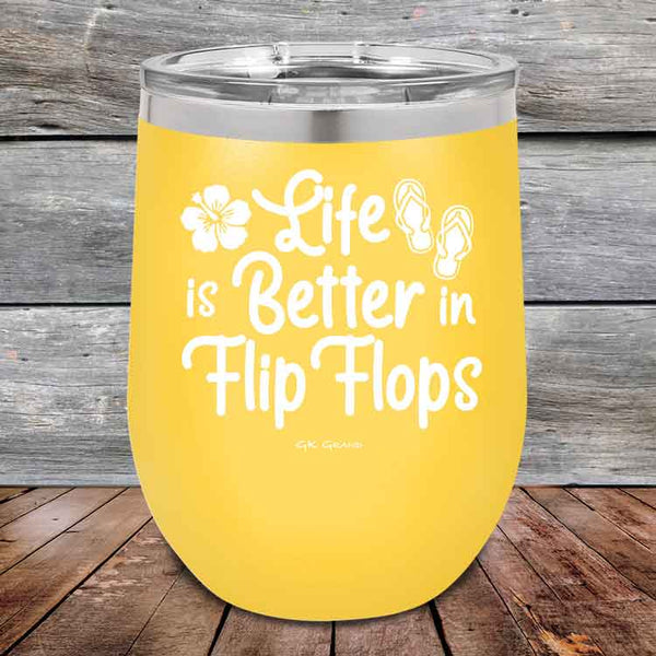 Life is Better in Flip Flops - Powder Coated Etched Tumbler