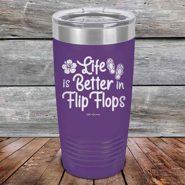 Life is Better in Flip Flops - Powder Coated Etched Tumbler