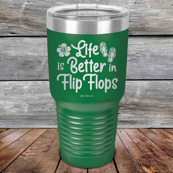 Life is Better in Flip Flops - Powder Coated Etched Tumbler