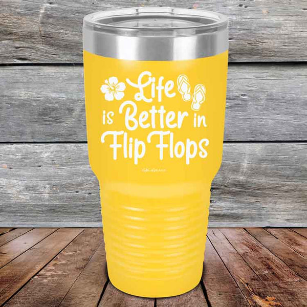 Life is Better in Flip Flops - Powder Coated Etched Tumbler