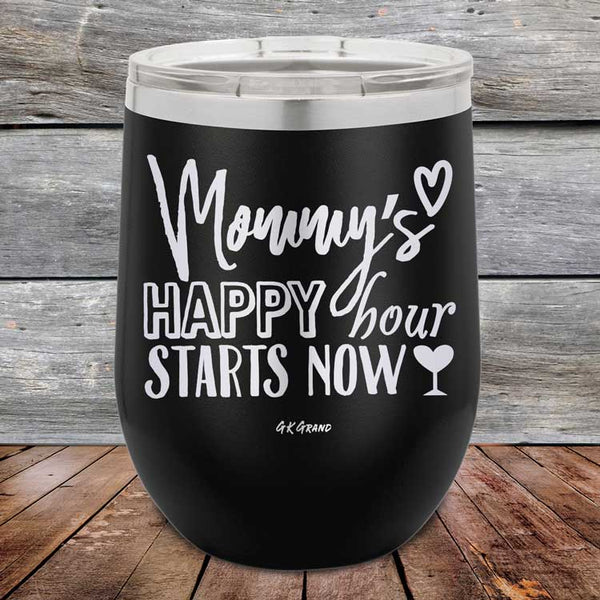 Mommy's Happy Hour Starts Now - Powder Coated Etched Tumbler