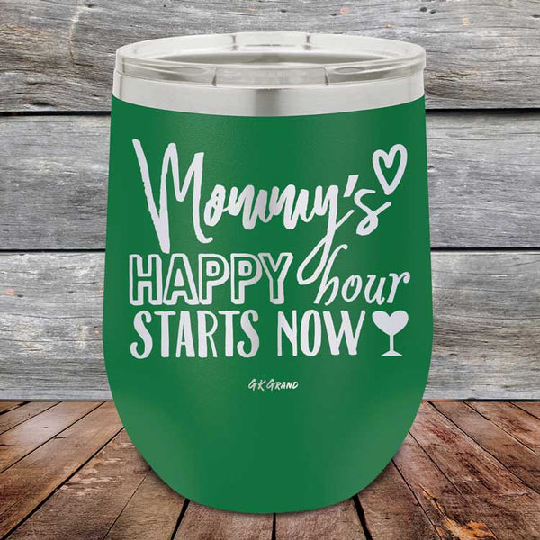 Mommy's Happy Hour Starts Now - Powder Coated Etched Tumbler