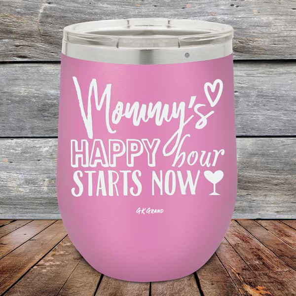 Mommy's Happy Hour Starts Now - Powder Coated Etched Tumbler