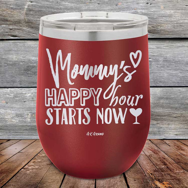 Mommy's Happy Hour Starts Now - Powder Coated Etched Tumbler