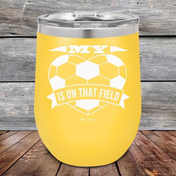 My Heart is on that field - Soccer Mom Dad - Powder Coated Etched Tumbler