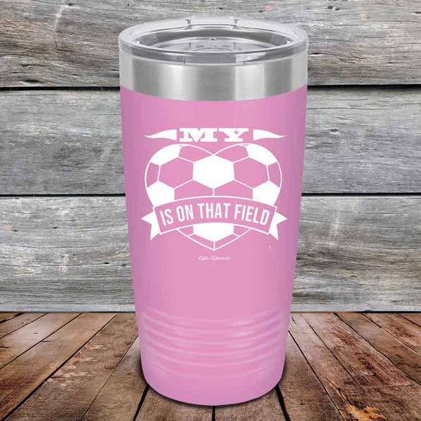 My Heart is on that field - Soccer Mom Dad - Powder Coated Etched Tumbler