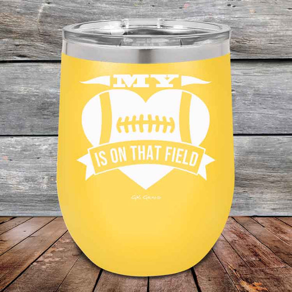 My Heart is on that field - Football Mom Dad - Powder Coated Etched Tumbler