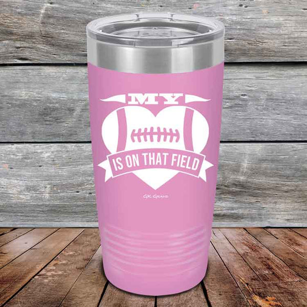 My Heart is on that field - Football Mom Dad - Powder Coated Etched Tumbler