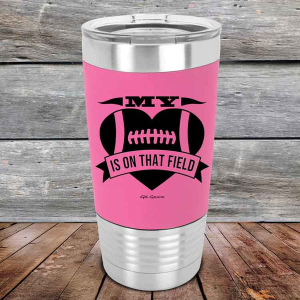 My Heart is on that field - Football - Premium Silicone Wrapped Engraved Tumbler