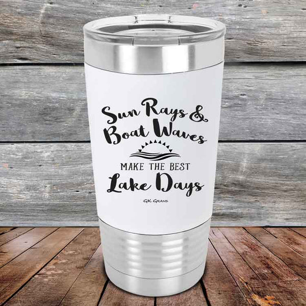 Sun Rays & Boat Waves Make the Best Lake Days - Premium Silicone Wrapped Engraved Tumbler