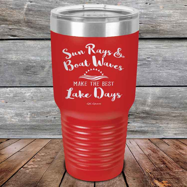 Sun Rays & Boat Waves Make the Best Lake Days - Powder Coated Etched Tumbler