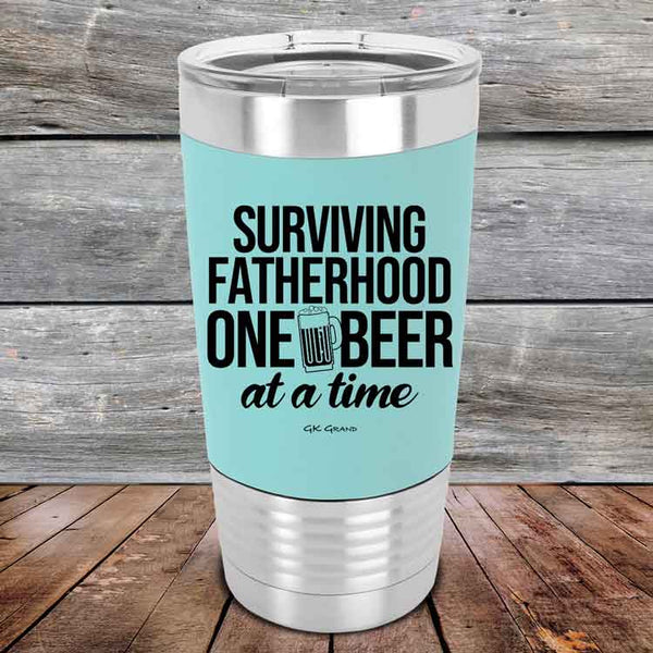 Surviving Fatherhood One Beer At A Time - Premium Silicone Wrapped Engraved Tumbler