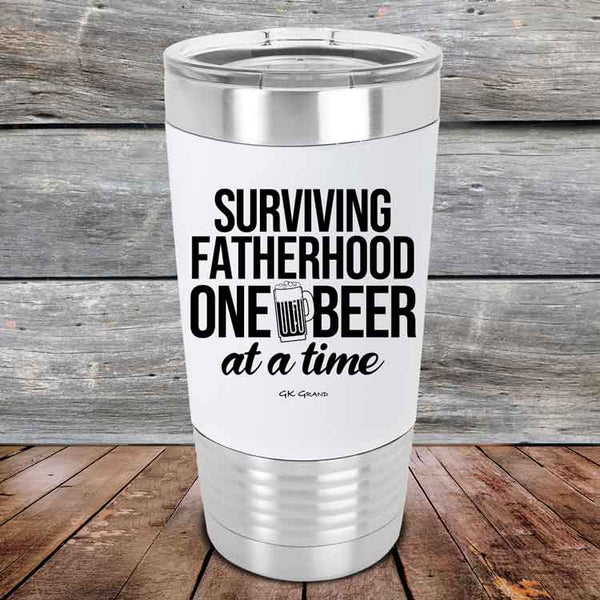 Surviving Fatherhood One Beer At A Time - Premium Silicone Wrapped Engraved Tumbler