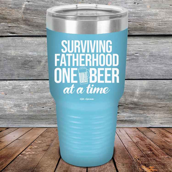 Surviving Fatherhood One Beer At A Time - Powder Coated Etched Tumbler