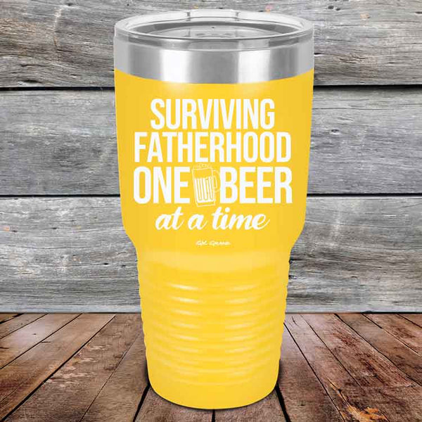 Surviving Fatherhood One Beer At A Time - Powder Coated Etched Tumbler