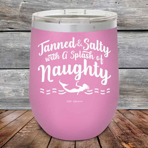 Tanned & Salty with a Splash of Naughty - Powder Coated Etched Tumbler