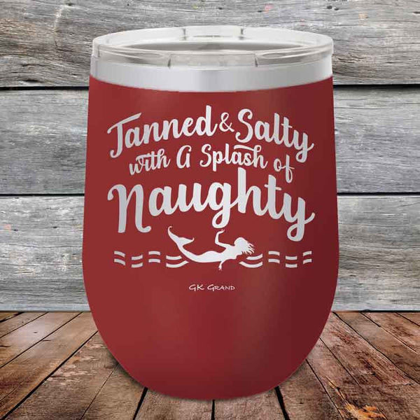 Tanned & Salty with a Splash of Naughty - Powder Coated Etched Tumbler