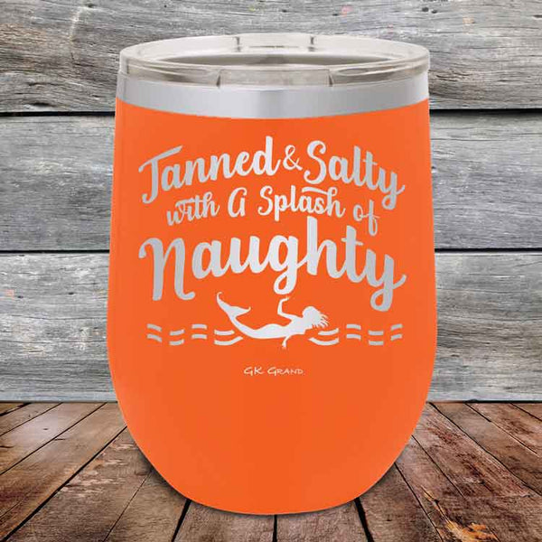 Tanned & Salty with a Splash of Naughty - Powder Coated Etched Tumbler