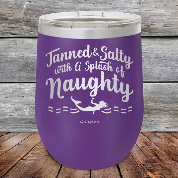 Tanned & Salty with a Splash of Naughty - Powder Coated Etched Tumbler