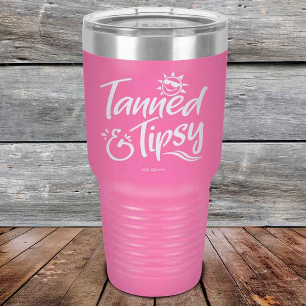 Tanned & Tipsy - Powder Coated Etched Tumbler