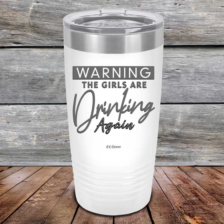 WARNING THE MOM’S ARE DRINKING AGAIN - Powder Coated Etched Tumbler