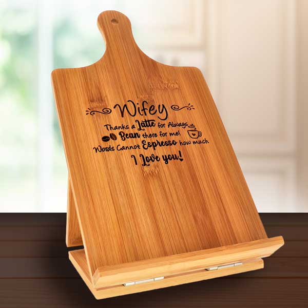 Wifey - Bamboo Recipe Holder 